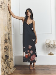 Black Floral Lightweight Viscose Slip - Image 2 of 9