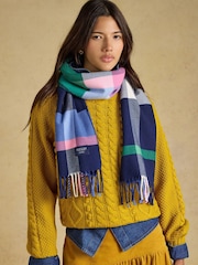 Joules Langtree Blue & Pink Check Scarf - Image 1 of 6