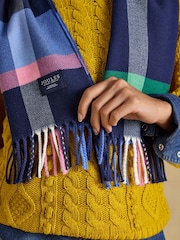 Joules Langtree Blue & Pink Check Scarf - Image 2 of 6