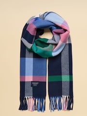 Joules Langtree Blue & Pink Check Scarf - Image 3 of 6
