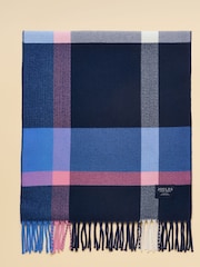 Joules Langtree Blue & Pink Check Scarf - Image 4 of 6