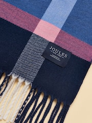 Joules Langtree Blue & Pink Check Scarf - Image 5 of 6