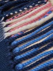 Joules Langtree Blue & Pink Check Scarf - Image 6 of 6