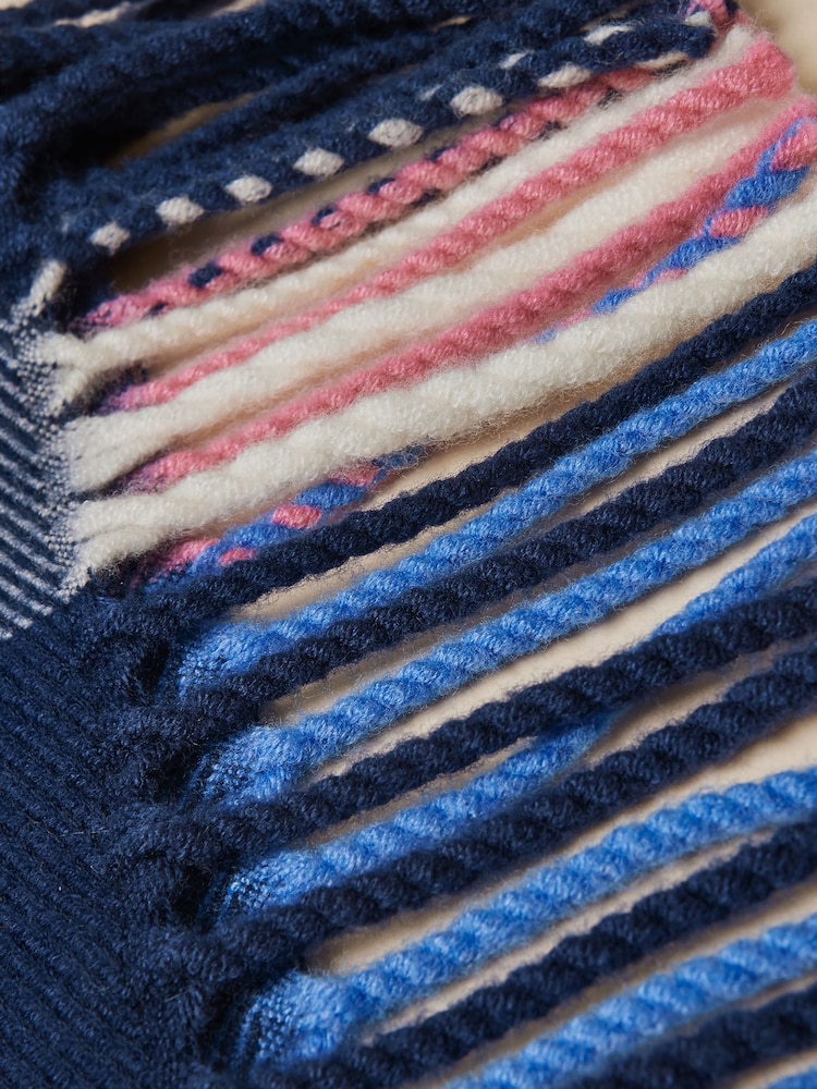 Joules Langtree Blue & Pink Check Scarf - Image 6 of 6