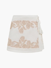French Connection White Calissa Embroidered Wrapover Mini Skirt - Image 5 of 5