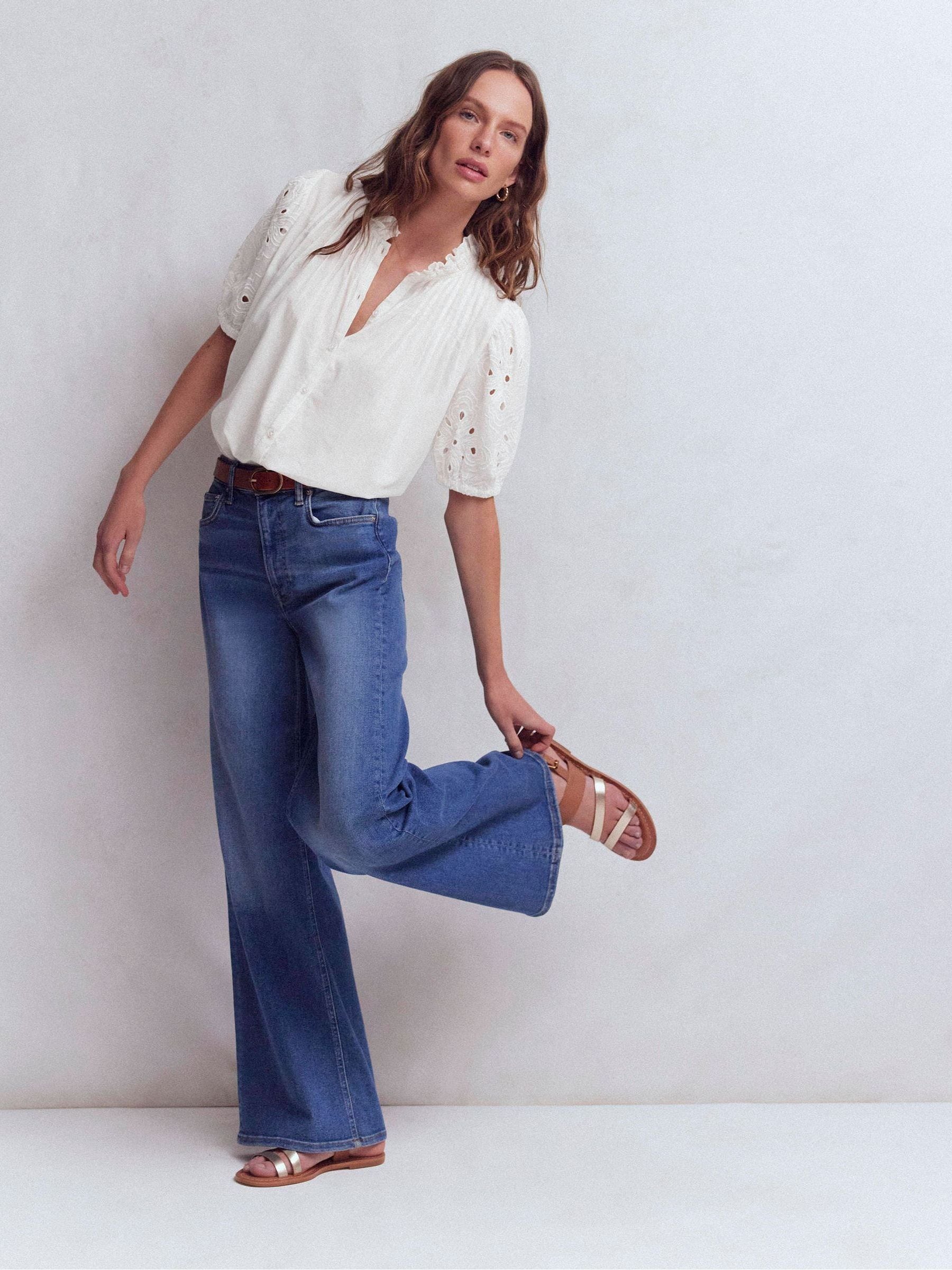 Buy Boden White Cutwork Puff Sleeve Top from Next USA