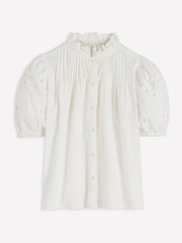 Boden White Cutwork Puff Sleeve Top - Image 6 of 6 Boden White Cutwork Puff Sleeve Top - Image 6 of 6