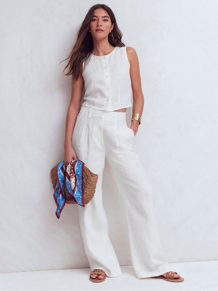 Boden White Andrea Linen Blouse - Image 1 of 6