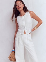 Boden White Andrea Linen Blouse - Image 3 of 6