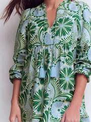 Boden Blue Pia Linen Yoke Tassel Dress - Image 2 of 6