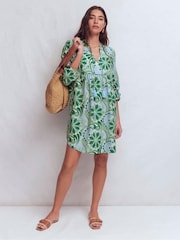 Boden Blue Pia Linen Yoke Tassel Dress - Image 5 of 6