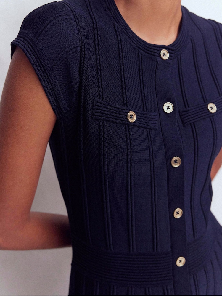 Boden Blue Cap Sleeve Knitted Dress - Image 2 of 8