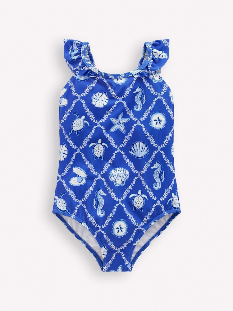 Boden Blue Hallie Frill Strap Swimsuit - Image 1 of 3
