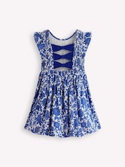 Boden Blue Bow Back Flutter Sleeve Dress - Image 2 of 3