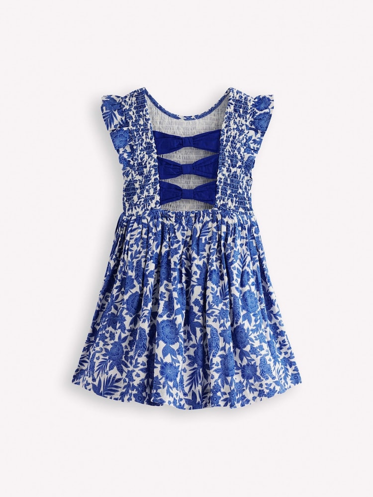 Boden Blue Bow Back Flutter Sleeve Dress - Image 2 of 3