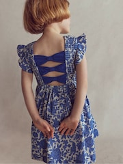 Boden Blue Bow Back Flutter Sleeve Dress - Image 4 of 7