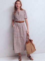 Boden Red Ivy Cotton Midi Dress - Image 1 of 7