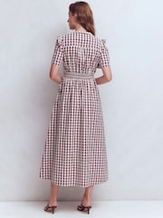 Boden Red Ivy Cotton Midi Dress - Image 3 of 7