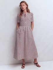 Boden Red Ivy Cotton Midi Dress - Image 4 of 7