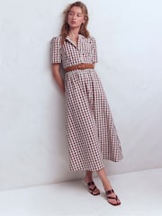 Boden Red Ivy Cotton Midi Dress - Image 5 of 7