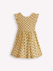 Boden Yellow Bow Back Flutter Sleeve Dress - Image 1 of 3
