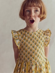 Boden Yellow Bow Back Flutter Sleeve Dress - Image 5 of 8