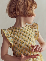 Boden Yellow Bow Back Flutter Sleeve Dress - Image 6 of 8