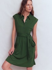 Boden Green Honor Short Jersey Shirt Dress - Image 1 of 6