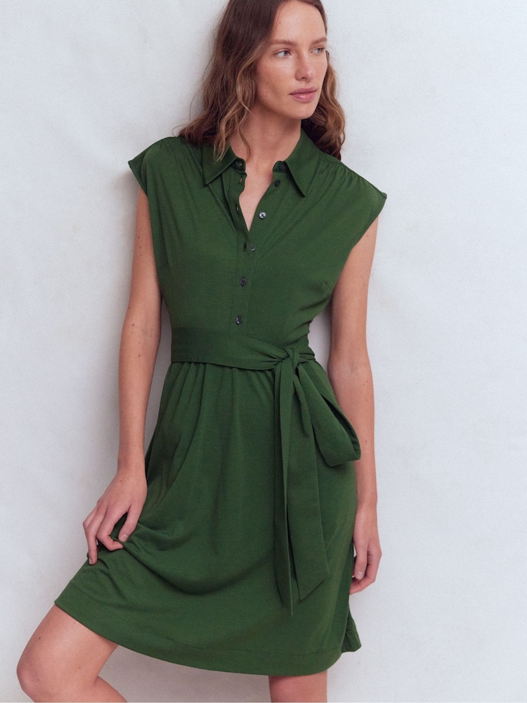 Boden Green Honor Short Jersey Shirt Dress - Image 1 of 6 Boden Green Honor Short Jersey Shirt Dress - Image 1 of 6