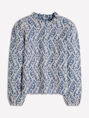 Boden Blue Puff Sleeve Interest Top - Image 5 of 5