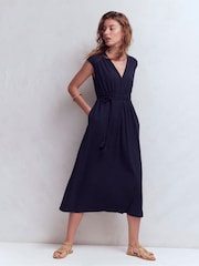 Boden Blue Heidi Ruched Rope Jersey Dress - Image 4 of 6
