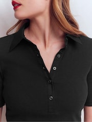 Boden Black Collared Ribbed Henley T-Shirt - Image 2 of 5