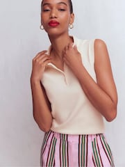 Boden Cream Chloe Henley Knitted Tank - Image 1 of 6