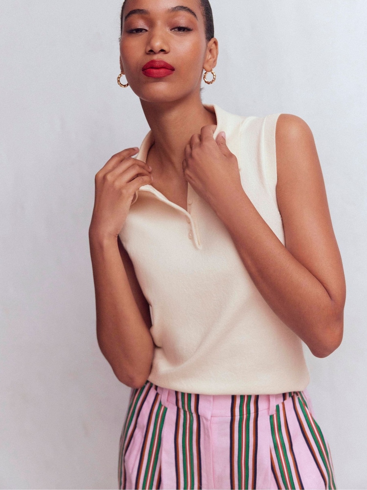 Boden Cream Chloe Henley Knitted Tank - Image 1 of 6