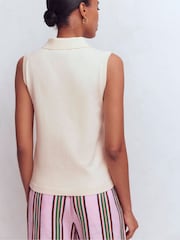 Boden Cream Chloe Henley Knitted Tank - Image 3 of 6