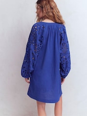 Boden Blue Embroidered Sleeve Kaftan - Image 3 of 5