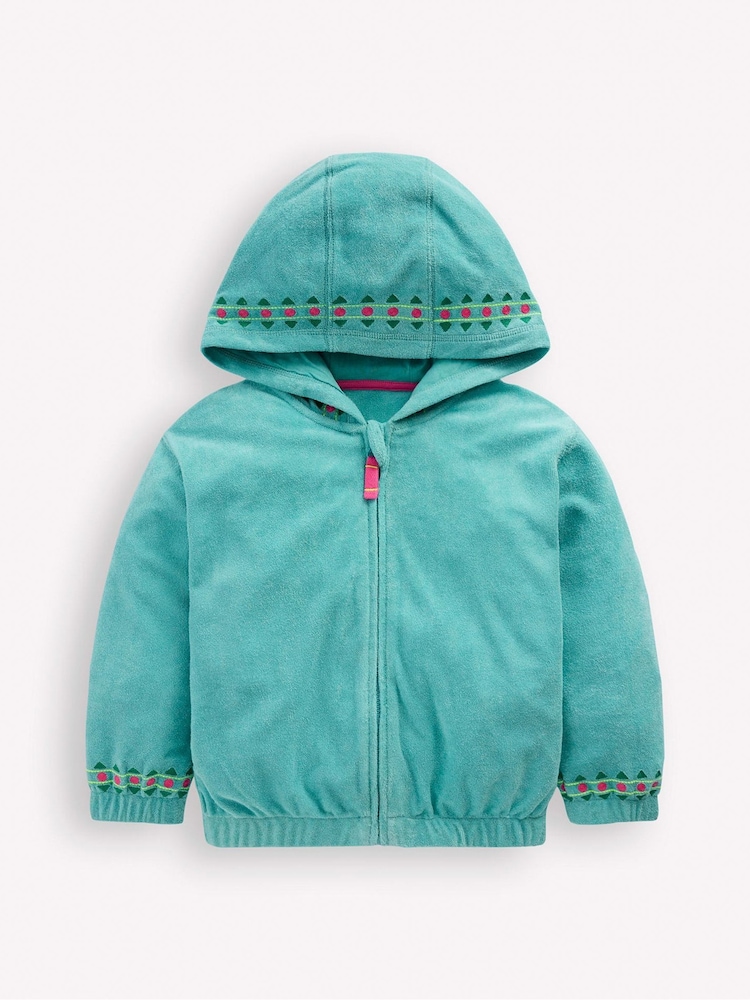 Boden Blue Relaxed Towelling Hoodie - Image 1 of 3