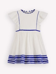 Boden Cream Flutter Sleeve Ric Rac Dress - Image 1 of 3