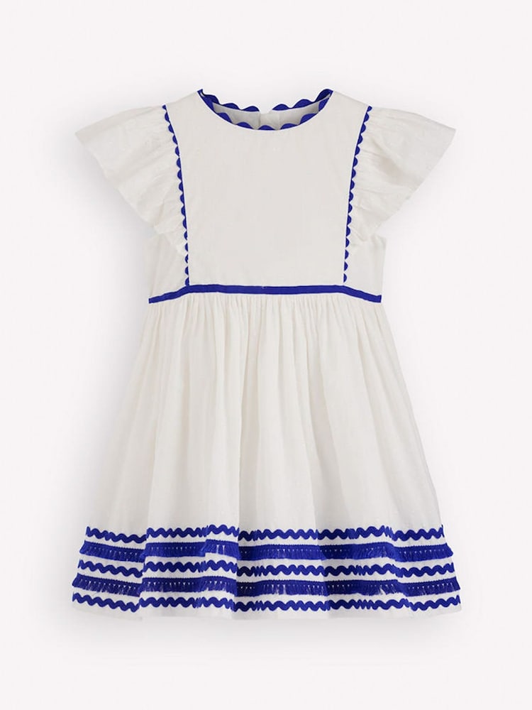 Boden Cream Flutter Sleeve Ric Rac Dress - Image 1 of 3