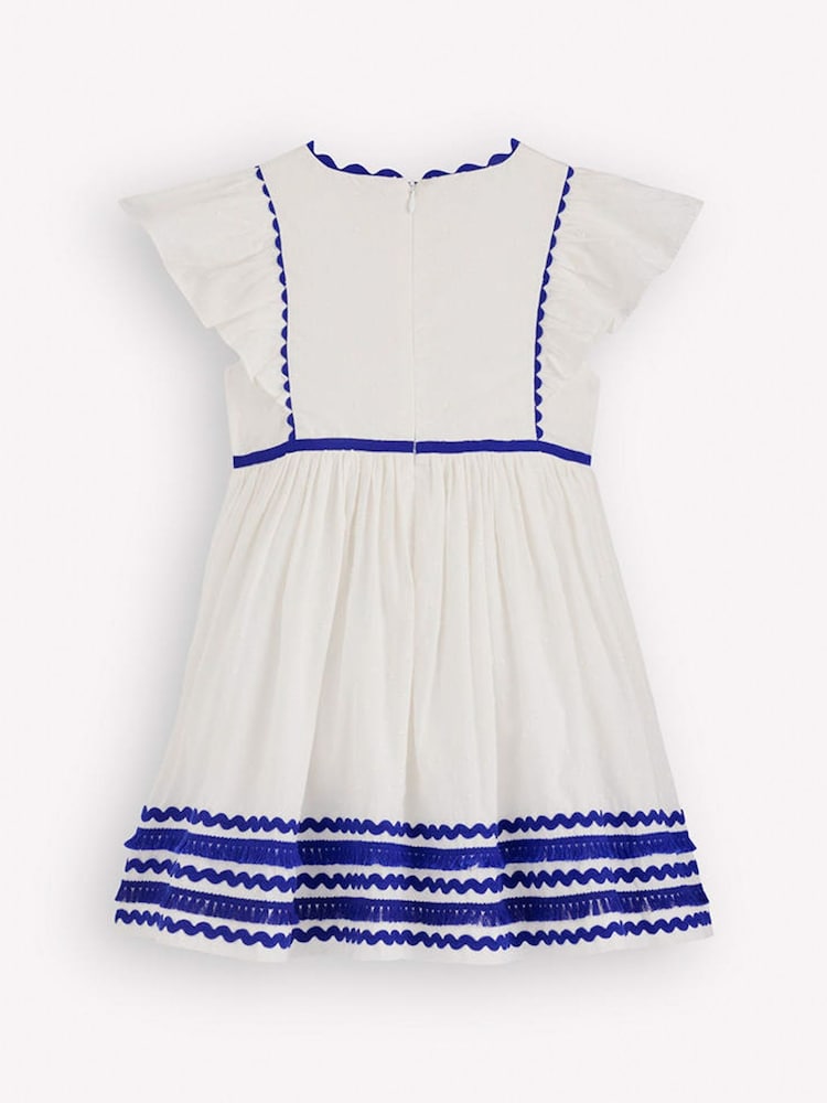 Boden Cream Flutter Sleeve Ric Rac Dress - Image 2 of 3