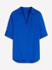 Boden Blue Longline Double Cloth Shirt - Image 6 of 6