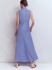 Boden Blue Erma Drop Waist Linen Dress - Image 3 of 5