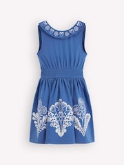 Boden Blue Embroidered V-back Dress - Image 1 of 3