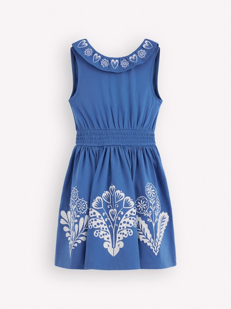 Boden Blue Embroidered V-back Dress - Image 1 of 3