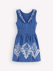 Boden Blue Embroidered V-back Dress - Image 2 of 3
