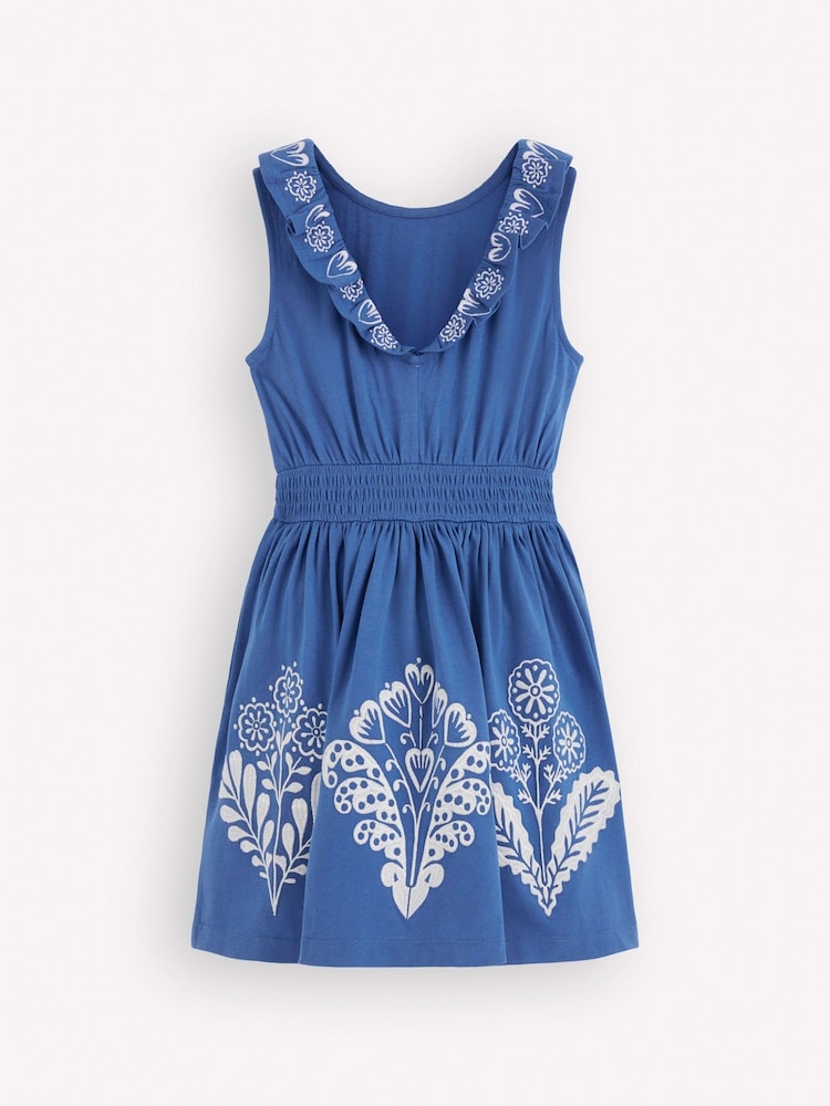 Boden Blue Embroidered V-back Dress - Image 2 of 3
