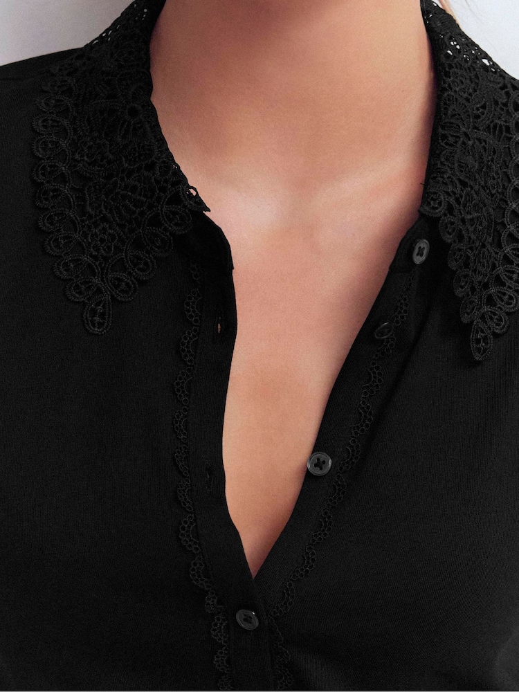 Boden Black Nessa Broderie Collar Blouse - Image 2 of 4