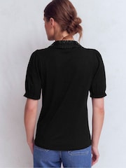 Boden Black Nessa Broderie Collar Blouse - Image 3 of 4