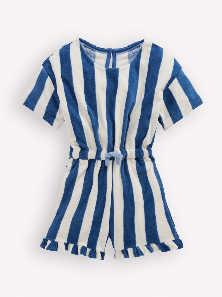 Boden Blue Relaxed Towelling Playsuit - Image 1 of 3