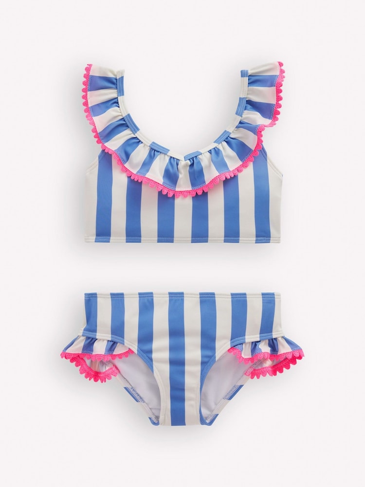 Boden Blue Frill V-Neck Bikini Set - Image 1 of 3